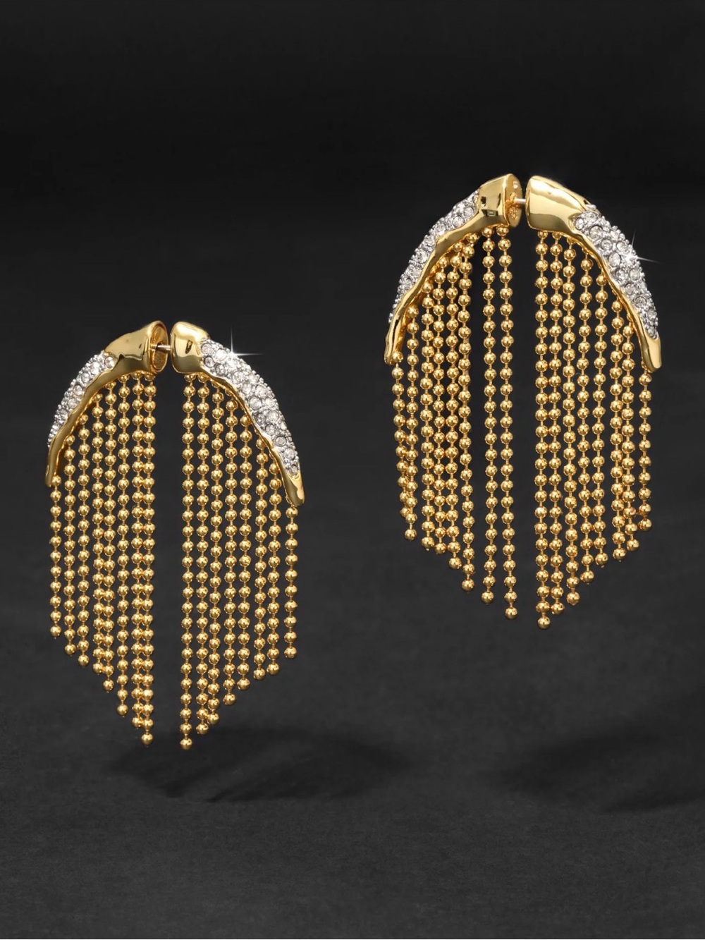 NEW Alexis Bittar Solanales 14K Gold Plated Crystal Fringe Earrings JL23